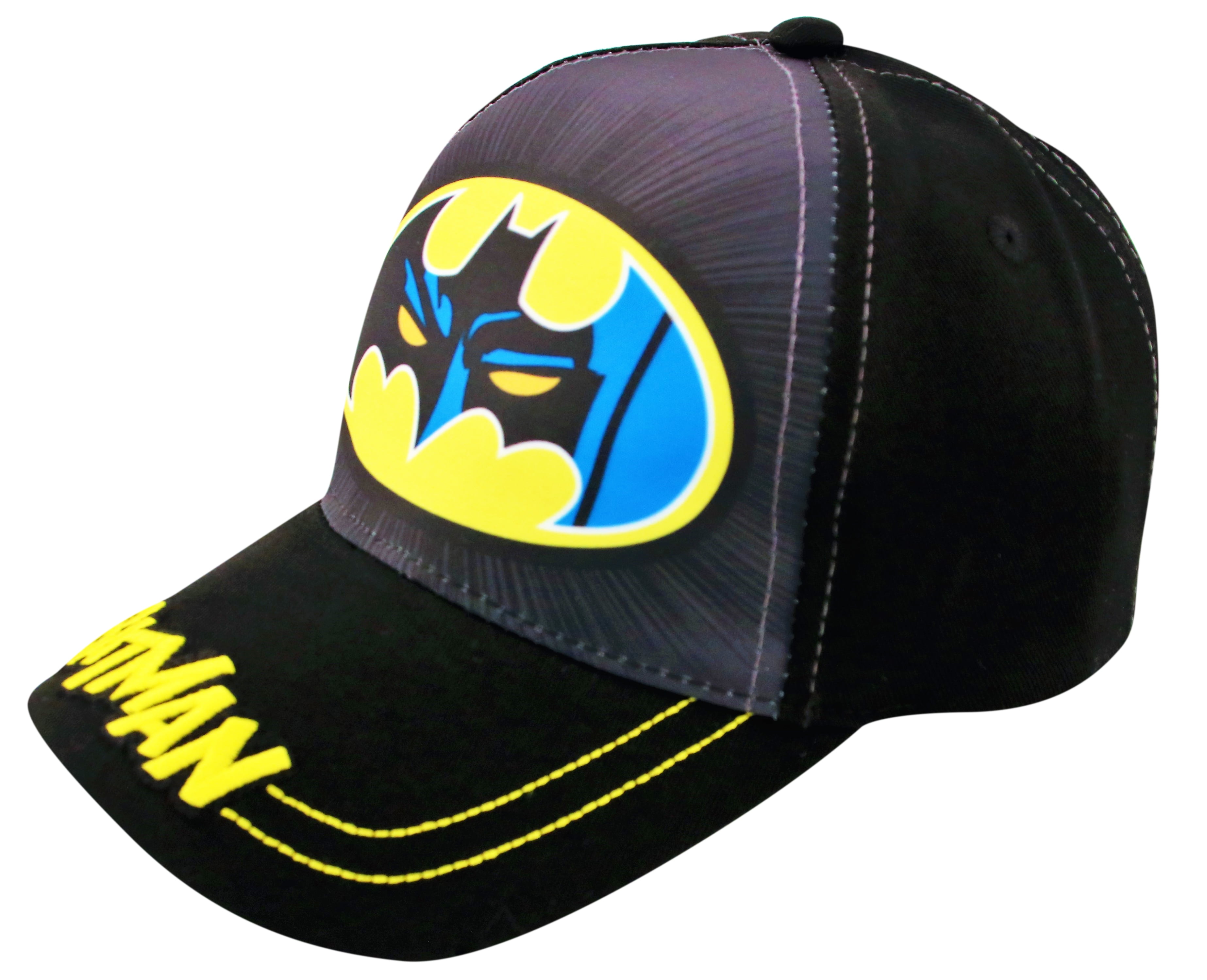 One Size Embroidered Logo Adjustable Cap with Curved Brim Black DC Comics Batman Baseball Hat 