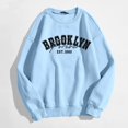 thumbnail image 4 of Fall Sweatshirts for Women Long Sleeve Crew Neck Drop Shoulder Letter Print Trendy Clothes 2025 Light Blue, 4 of 4