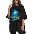 thumbnail image 4 of Plus Size Shirt for Women Black Tops for Women Oversized Short Sleeves Shirt for Women T Shirt Crewneck Shirt for Women L, 4 of 5