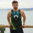 thumbnail image 6 of KLL Fluorescent Wolf Print Men's Muscle Gym Workout Stringer Tank Tops Bodybuilding Fitness T-Shirts Tank Tops Men-Medium, 6 of 7