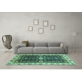 thumbnail image 3 of Ahgly Company Machine Washable Indoor Square Geometric Turquoise Blue Traditional Area Rugs, 4' Square, 3 of 4