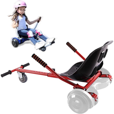 Hoverboard Go Kart Seat Attachment Accessories for Kids Adults, Hoverboard Buggy Attachment with Adjustable Frame for Girls Boys, Transform Hoverboard into a Go Cart, Gift Idea for All Ages, Red