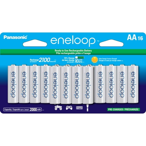 Baterías recargables Eneloop Panasonic BK-3MCCA16FA AA x16