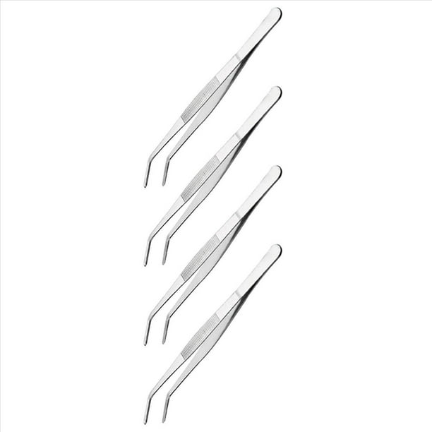4X Pinzas de Pinzas Culinarias de Cocina de PrecisióN de Acero Inoxidable Pinzas Largas Pinzas de Metal Pinzas de Chef