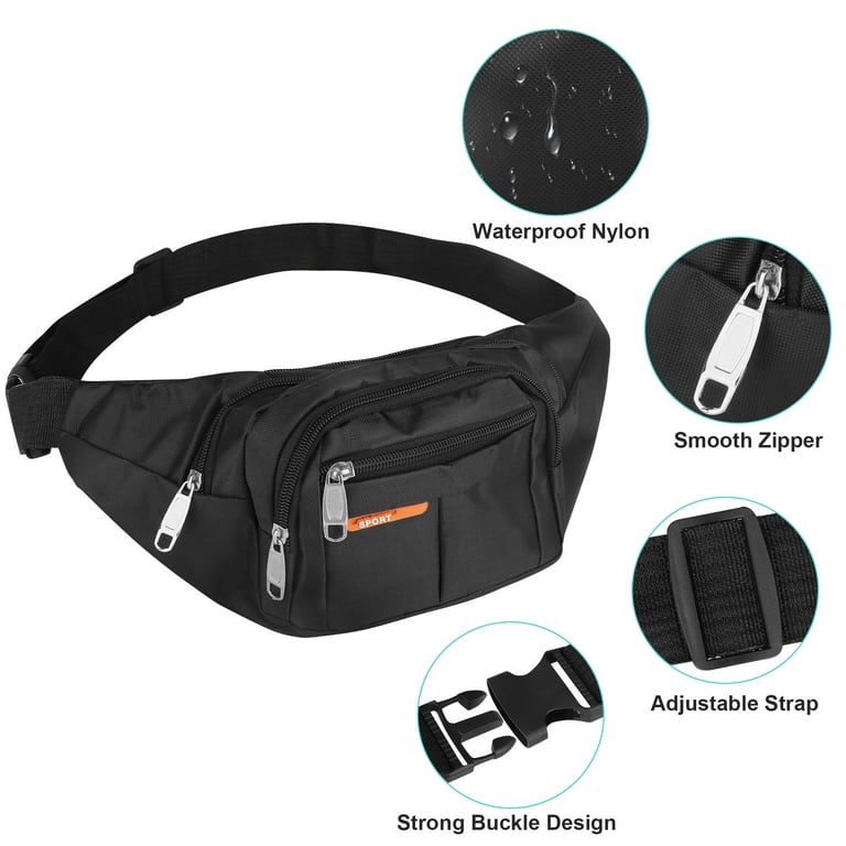 EEEkit Waterproof Running Belt Bum Bag, Waist Pouch, Fanny Pack, Camping  Sport Hiking Zip Bag