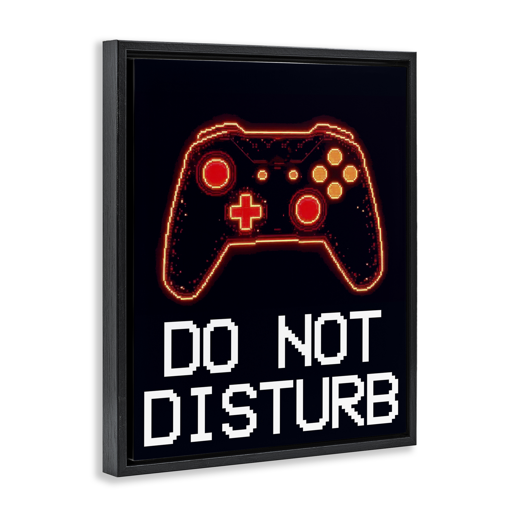 Do Not Disturb Neon Control Black Framed Floater Canvas Wall Art, design by Kim Allen