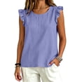 thumbnail image 6 of BLVB Women's Summer Cute Tank Top Casual Crewneck Ruffle Sleeveless Spring Fall Blouse Shirts Beach Vacation Clothes, 6 of 6