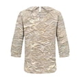 thumbnail image 4 of Hvot&aat Women's Boho Floral Jacquard Linen Shirt Turndown Collar 3/4 Sleeve Top Loose Comfy Beach Holiday Blouses, 4 of 4