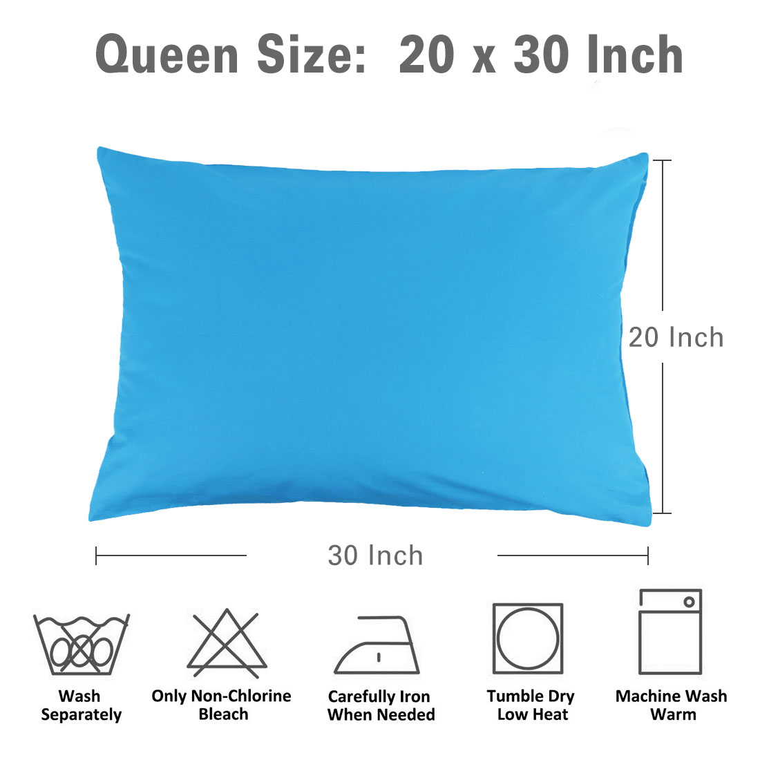 Unique Bargains Pillowcases 2-Piece Egyptian Cotton Pillow Cover Blue Queen