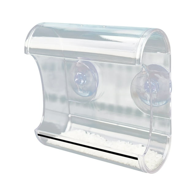 Clear Acrylic Bird Feeder With Strong Suction Cups And Seed Tray With Drainage Holes