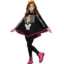 Morris Costumes - Kids Day of the Dead Skeleton Poncho Costume Accessory - One Size