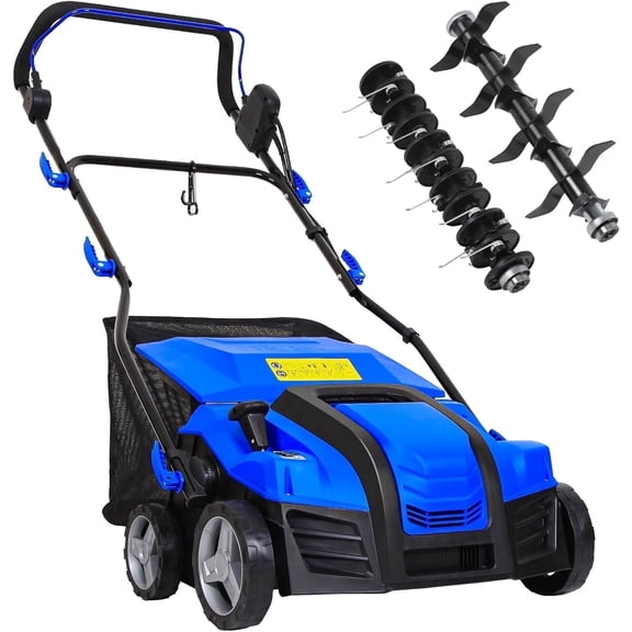 ANLIBATT Dethatcher 2in1 16" Corded Electric Scarifier 15-Amp Depth Adjustment 14.5-Gallon Collection Bag Adjustable Handle Lawn Grass Thatching Rake