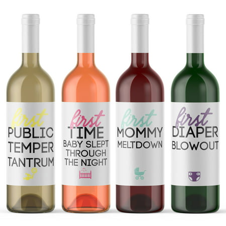 8 Mommy Milestone Wine Bottle Labels - Funny Stickers for Pregnant Mom-To-Be | Perfect Baby Shower Gift | Handmade in