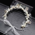 thumbnail image 4 of Cdudpw Baby Girl Floral Headband Flower Crown Elastic Hairband for Newborn Toddler(White,5-13 Years), 4 of 5