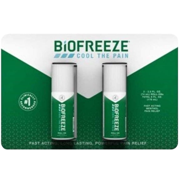 BIOFREEZE Cold Therapy Pain Relief Roll-On 3 Fluid Ounce (Pack of 2)