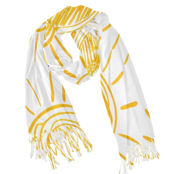 joogoo Women's Winter Scarf Soft Long Shawl Sun Drawings on White Large Scarves