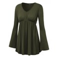 thumbnail image 2 of MBJ WT1159 Womens V Neck Long Sleeve Empire Waist Tunic Top XXL OLIVE, 2 of 3