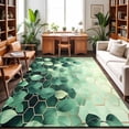 Area Rug 3x5ft, Spring Green Leaves Gold Line Washable Rugs for Living ...