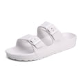 thumbnail image 1 of Sandalias planas para hombre y mujer, chanclas ajustables con plantilla cómoda, zapatillas EVA con doble hebilla, zapatillas blancas para mujer 11,5/hombre 10 Jormftte HMHZ761-19, 1 of 7