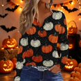 thumbnail image 2 of Trgacdwlo Womens Halloween Long Sleeve Shirts Funny Pumpkin Graphic Fall Henley Tops for Women Funny Ghost Graphic Pullover Tops, 2 of 5