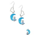 thumbnail image 2 of Delight Jewelry Silvertone Large Blue Owl on Hot Blue Moon Open Heart French Earrings, 2 of 4