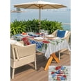 thumbnail image 5 of Outdoor Tablecloth with Umbrella Hole for Patio/Picnic/Party/Camping, Independence Day Wreath Waterproof Table Cloth Rectangle Table Cover Washable, Spring Red Roused Grey Wooden (60"x 102"), 5 of 8