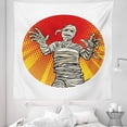 thumbnail image 1 of Halloween Tapestry, Egyptian Mummy Character on Rays and Halftone Dots Retro Pop Art, Fabric Wall Hanging Decor for Bedroom Living Room Dorm, 5 Sizes, Vermilion and Grey Yellow, by Ambesonne, 1 of 1