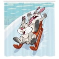 thumbnail image 3 of Ambesonne Bunny Shower Curtain, Winter Wooden Sled Cartoon, 69"Wx84"L, Aqua and Orange, 3 of 3