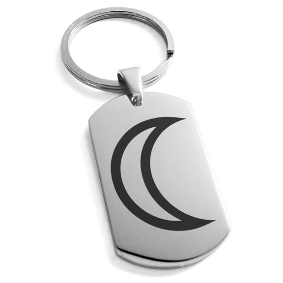 Stainless Steel Solar System Planetary Moon Engraved Dog Tag Keychain Keyring