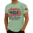 thumbnail image 3 of 250 Anniversary Usa T Shirt for Men Patriotic Star Usa Flag Print Crew Neck Short Sleeve Shirts Muscle Classic Fit Workout Soft T Shirts, Light Green, #01 Light Green, 3 of 4
