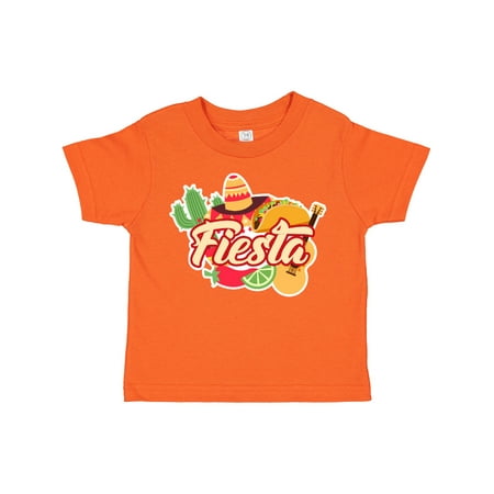 

Inktastic Fiesta with Sombrero Taco Cactus Lime Red Pepper and Guitar in Background Gift Toddler Boy or Toddler Girl T-Shirt
