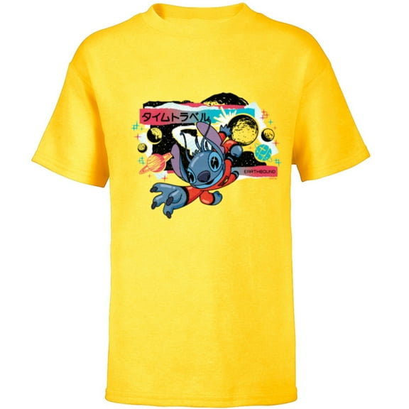 Disney Lilo & Stitch Techno Time Travel Earthbound - Short Sleeve T-Shirt for Kids - Customized-Yellow