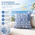 thumbnail image 2 of HONEY HOME 18 in x 18 in Modern Outdoor Blue Grid Throw Pillows, WaterProof Removable Cover (2 Count), 2 of 7
