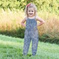 thumbnail image 3 of Odeerbi Toddler Girls Cute Jumpsuit Summer Breathable Overall Pants Kids Boys Fashion Imitation Denim Print Suspenders Romper Blue, 3 of 5