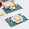 thumbnail image 3 of Javlergo Set of 4 Placemats, Washable Woven Table Runners, Non-Slip Durable Heat-Resistant Stain Resistant Placemats for Dining Table, Kitchen Table, 18" x 12", Blue, 3 of 7