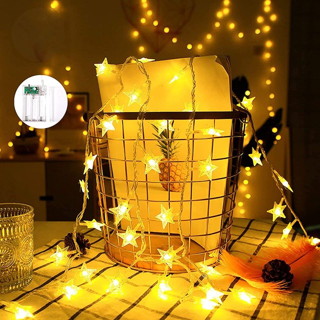 Luces de hadas de estrellas Luces de decoración de Navidad, 6M 40pcs Luces de hadas decorativas LED Iluminación de celebración Decoraciones de Navidad Luces de estrellas Luces colgantes para JFHHH pequeña