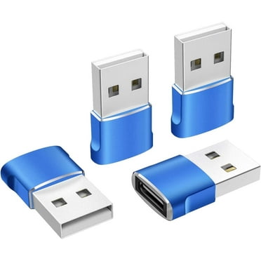 Houyhm USB C Female to USB A Male Adapter,Type A Charger Cable Power Converter, 4 Pack, Blue