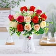 thumbnail image 2 of Ramo de rosas artificiales de 6 cabezas de seda sintética con hojas para ramo de novia, arreglos de bricolaje, decoración de mesa para bodas, fiestas, hogar y sala de estar., 2 of 8