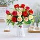 thumbnail image 2 of Ramo de rosas artificiales de 6 cabezas de seda sintética con hojas para ramo de novia, arreglos de bricolaje, decoración de mesa para bodas, fiestas, hogar y sala de estar., 2 of 7
