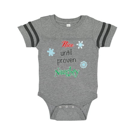 

Inktastic Nice until Proven Naughty with Snowflakes Gift Baby Boy or Baby Girl Bodysuit