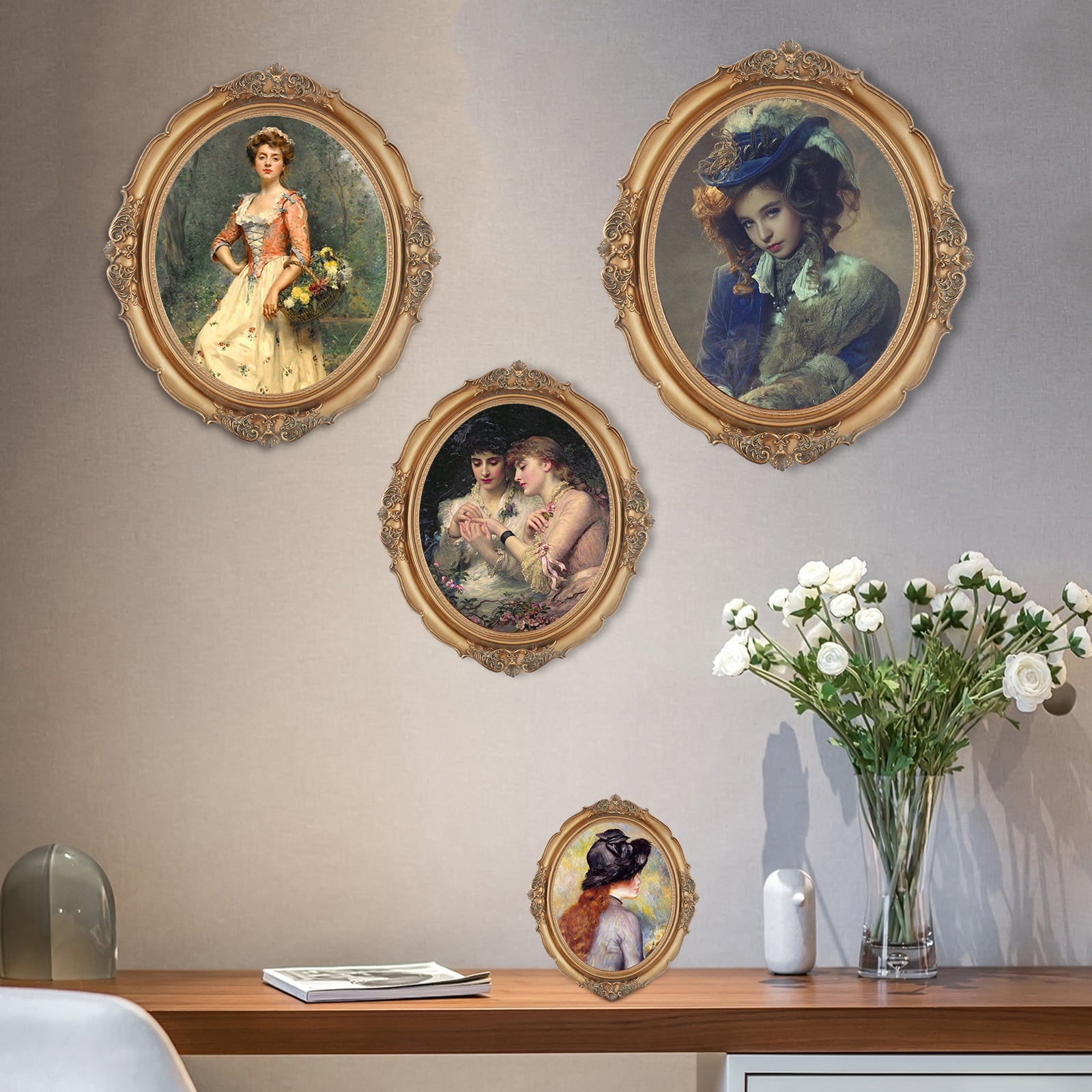 Gold Frames 11x14 Oval Victorian Poster Frame 11 x 14 Vintage Picture Frames for Gallery Wall Display