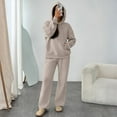 thumbnail image 6 of Sweatsuits Women 2 Piece Outfit Oversized Drawstring Hoodie and Joggers Sweatpants Tracksuit Fall Fashion Matching Lounge Sets Khaki L, 6 of 6