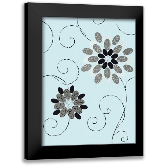 Design Show 14x18 Black Modern Framed Museum Art Print Titled - Symphony Of Blues I
