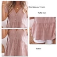 thumbnail image 4 of Blusa corta tipo Babydoll NikouMX de Manga corta con botones y cuello en V para mujer, 4 of 5