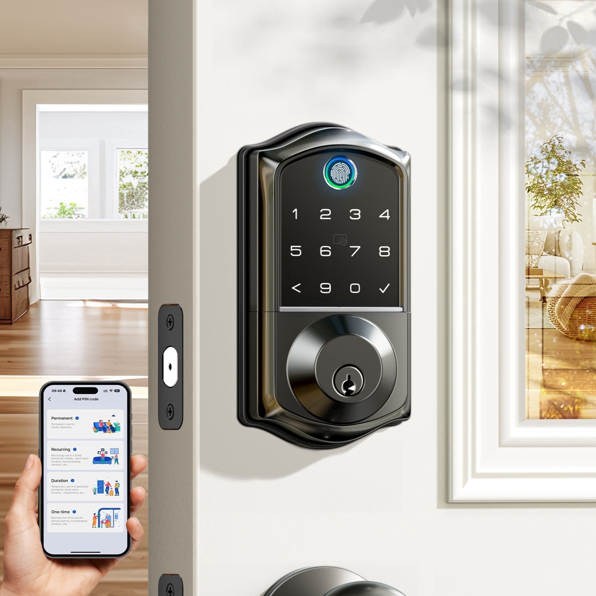 VEISE Smart Fingerprint Keypad Door Lock Matte Black photo 2