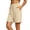 Khaki #001, variant on Cotton Linen Shorts for Women Plus Size Drawstring Elastic Waist Summer Beach Vacation Bermuda Shorts with Pockets, M