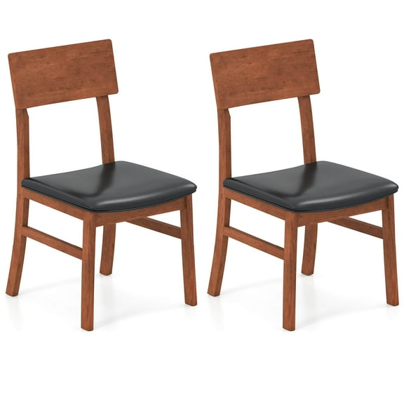Costway Dining Chairs Set of 2 with Rubber Wood Legs & Upholstered Seat Curved Backrest