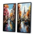 thumbnail image 3 of Designart "Vibrant Waterways Beige Canal Spectrum II" Canals Framed Wall Art Set Of 2 - Beige Architecture Framed Canvas Set For Living Room Decor, 3 of 6