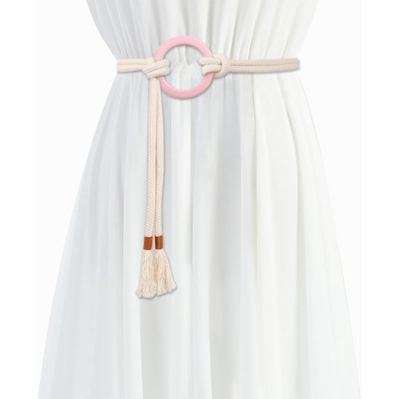YooGuoGuo Women's Braided Knotted Waist Belt, Trendy Bohemian Style Waist Belt Decorative Tassel Dress Belt for Women Girls