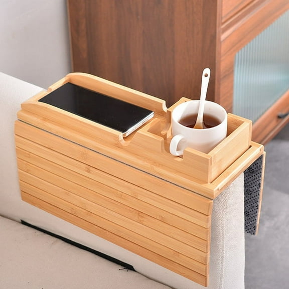 Couch Arm Tray Detachable Sofa and Couch Arm Table Cup Holder for Cup Remote Control Mobile Phone Storage Tray